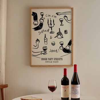 Dinner Party Etiquette Illustrated Wine Print, 8 of 9