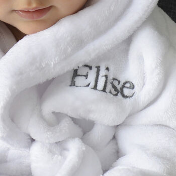 Personalised Soft Baby White Dressing Gown With Ears, 3 of 7