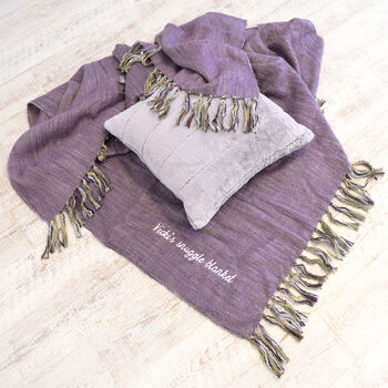 Personalised Purple Tassel Super Soft Woven Blanket, 2 of 5
