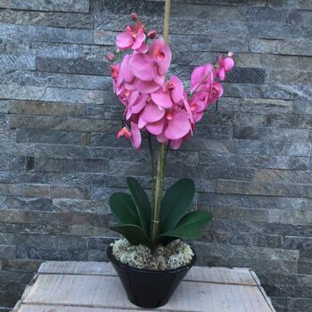 Large Pink Orchid Artificial Silk Flower Arrangement, 2 of 7