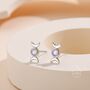 Sterling Silver Moon Phase Moonstone Stud Earrings, thumbnail 2 of 11