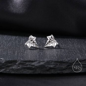 Sterling Silver Ivy Leaf Stud Earrings, 2 of 12