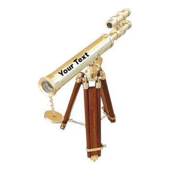 Custom 23 Inch Brass Double Barrel Telescope Tripod, 3 of 8