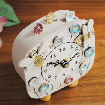 Small Mantel Clock With Bee And Meadow, 8 of 11