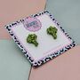 Green Broccoli Glitter Resin Stud Earrings, thumbnail 2 of 4