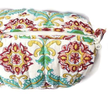 Quilted Block Print Make Up Bag, Handmade, 7 of 8