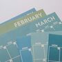 A4 Monthly Undated Wall Planner | 12 Pages | Blue Green, thumbnail 8 of 10