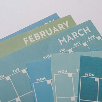A4 Monthly Undated Wall Planner | 12 Pages | Blue Green, 8 of 10
