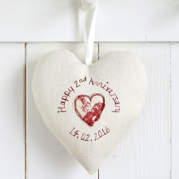 Personalised 2nd Cotton Wedding Anniversary Heart Gift, 2 of 10