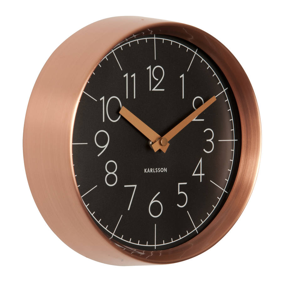 Copper And Black Convex Wall Clock By Iamia