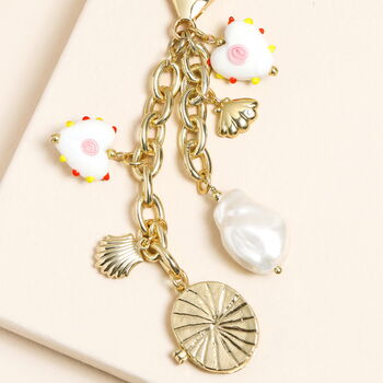 Pearl Heart And Shell Charm Keyring And Bag Charm, 2 of 4