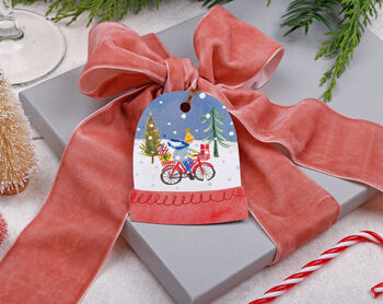 16 Christmas Gift Tags With Snow Globe Design And Gold Twine, 4 of 4