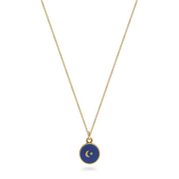 Small Moon And Star Enamel Necklace Gold Vermeil, 4 of 8