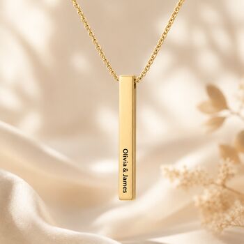 Personalised 3D Bar Shaped Engraved Name Necklace, 2 of 9