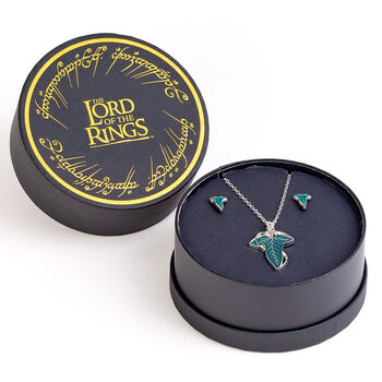 The Lord Of The Rings Leaf Of Lorien Earrings And Necklace Gift Set, 4 of 5