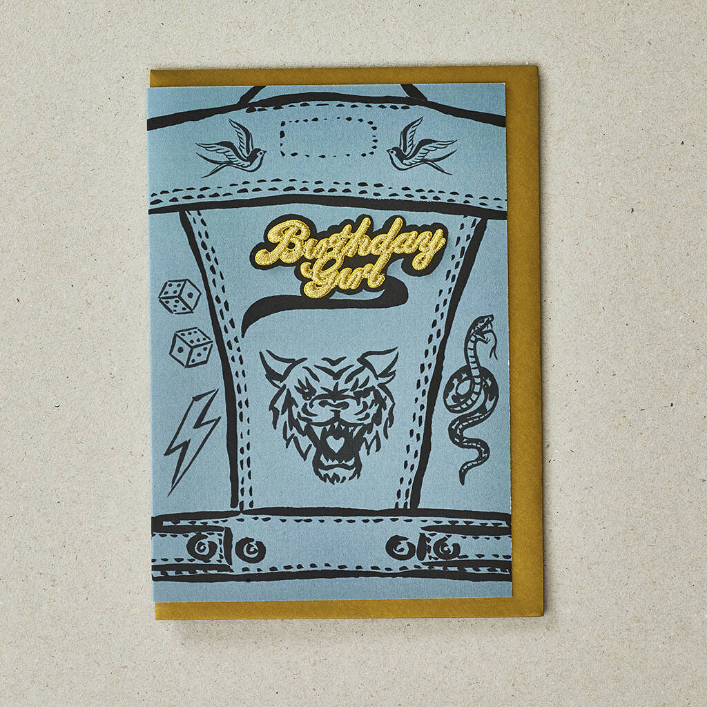 Denim Jacket Birthday Girl Greeting Card By Petra boase Ltd