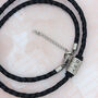 Mens Leather Necklace With Personalised Name Rings, thumbnail 4 of 6