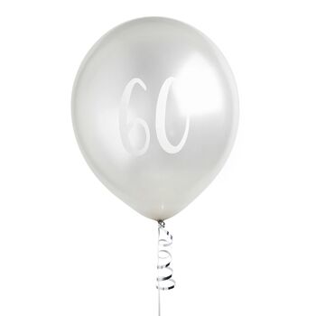 Five Silver 60 Party Balloons, 2 of 2