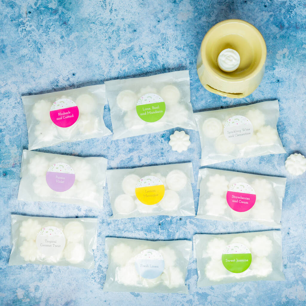 Twelve Strawberries And Cream Flower Shaped Wax Melts By Chalk And