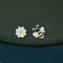 Mismatched Enamel Bee And Flower Stud Earrings, thumbnail 2 of 8
