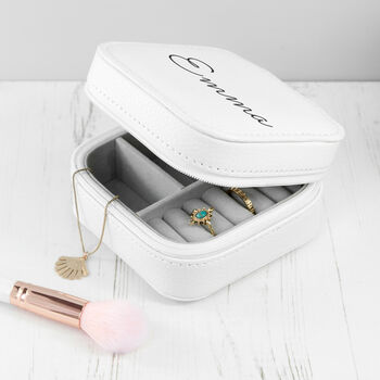 Personalised White Travel Jewellery Case, 9 of 9