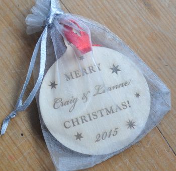 Personalised Wooden Baby's First Christmas Bauble, 4 of 4