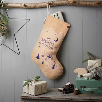 Personalised Residence Juco Linen Christmas Stocking, 2 of 3