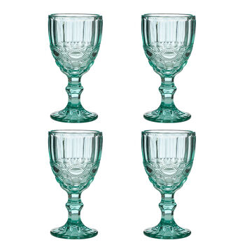 Luxury Turquoise Footed Glass Wine Goblets, 2 of 9