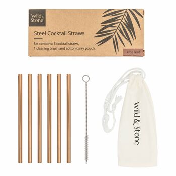 Steel Cocktail Drinking Straws Six Pack, 3 of 9