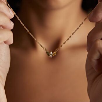 Custom Metal Birthstone Teardrop Necklace, 4 of 11