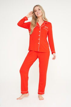 Personalised Super Soft Red Long Jersey Pyjamas, 6 of 10