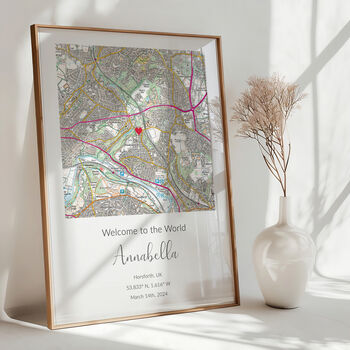 Welcome To The World Ordnance Survey Explorer Personalised Map Print New Baby Gift, 3 of 12