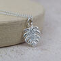 Sterling Silver Textured Monstera Pendant, thumbnail 3 of 4