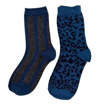 Berlin Blue And Denim Leopard Sock Gift Box, 2 of 4