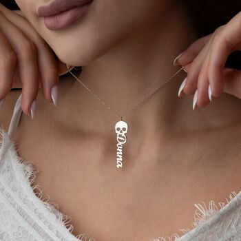 Personalised 'Gothic Glam' Skull Name Necklace, 2 of 10