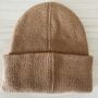 Deep Cuff Tan Beanie With Embroidered Dachshund, thumbnail 3 of 4