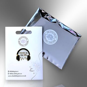 Music Is My Life Headphones Enamel Pin, 6 of 9