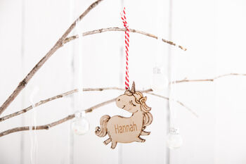 Wooden Unicorn Hanging Christmas Bauble, 2 of 2