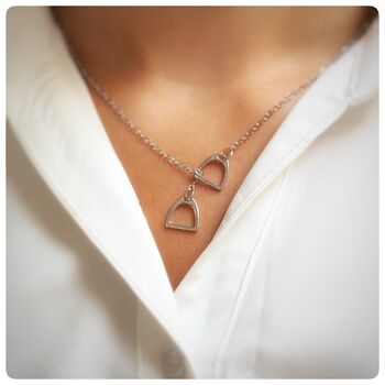 Personalised Stirrup Necklace, Silver, Gold Or Rose Gold, 7 of 12