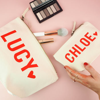 Personalised Name With Heart Make Up Bag, 8 of 11