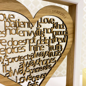 Personalised 'Love Is…' Wooden Heart Artwork, 2 of 3