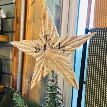 Personalised Wooden Star Christmas Tree Topper, 3 of 3