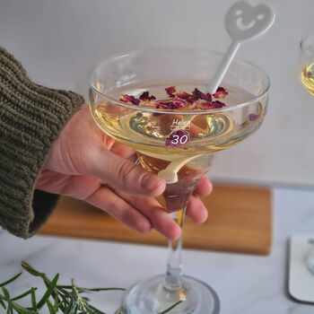 30th Birthday Engraved Cocktail Glass With Recipes And Stirrer, 4 of 12