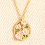 Enamel Birth Flower Outline Pendant Necklace In Gold, thumbnail 9 of 11