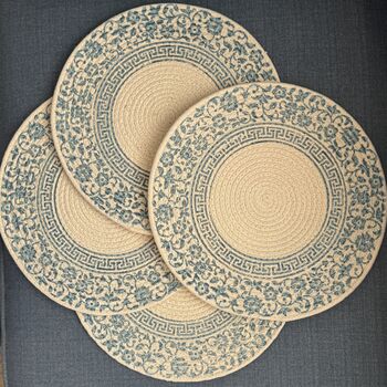 Round Placemats, Boho Print Cotton Coffee Table Mat, 10 of 12