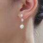 Sterling Silver Irregular Shaped Freshwater Pearl Trio Drop Hook Earrings, thumbnail 7 of 12