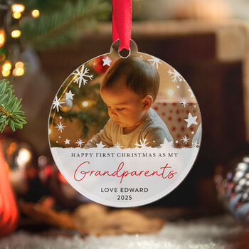 Baby's First Christmas Photo Ornament For Grandparents, 7 of 8