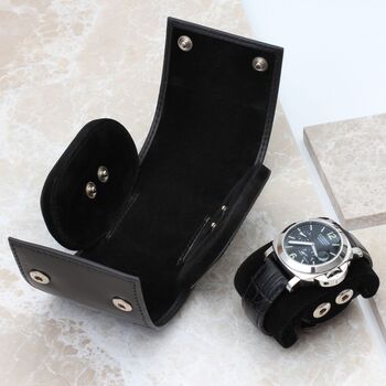 Personalised Luxury Italian Single Leather Watch Roll, 3 of 5