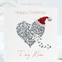 Mum Silver Butterfly Heart Christmas Card, thumbnail 1 of 12