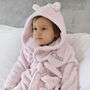 Personalised Pink Baby Dressing Gown With Ears, thumbnail 6 of 12